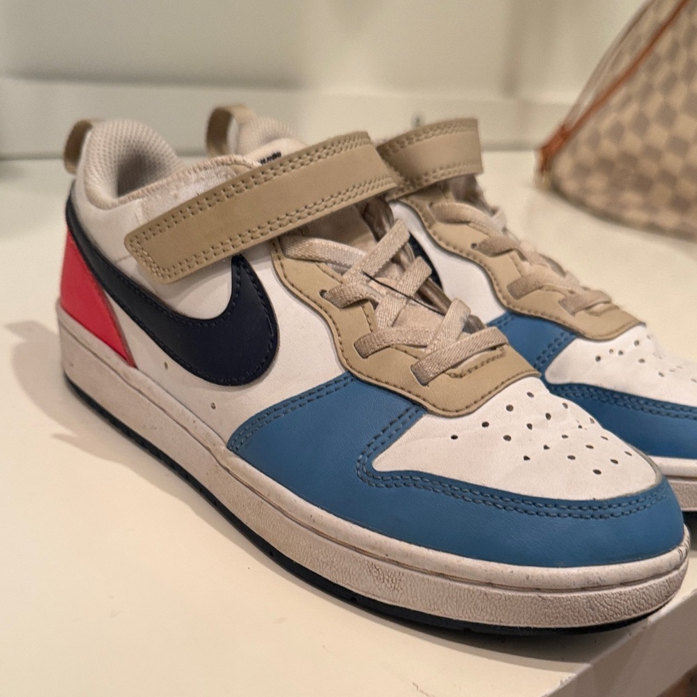 Nike Kids Blue, White, and Tan Sneakers